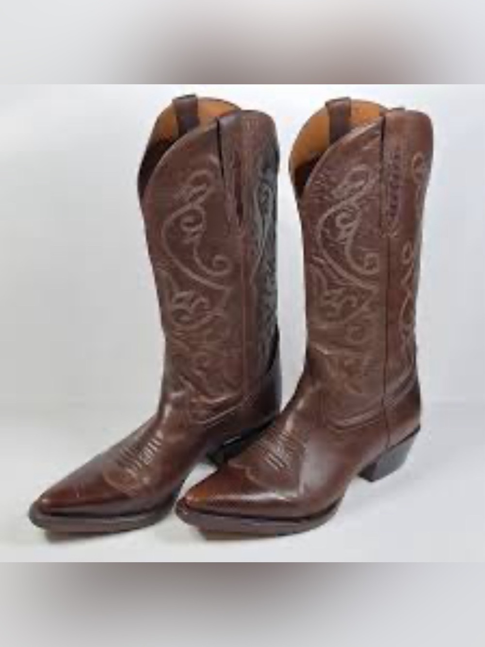RARE NINE WEST VTG EVIE CHOCOLATE Brown Leather Women's Western COWGIRL BOOT 7.5
